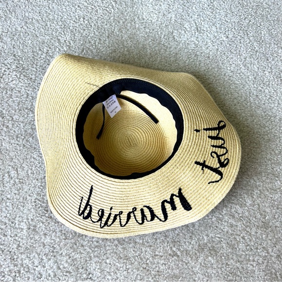 Just Married Adjustable Embroidered Paper Straw Hat—OS - Picture 7 of 10